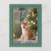 日本の伝統的な麻の葉模様のグリーティングカード シーズンポストカード (正面)