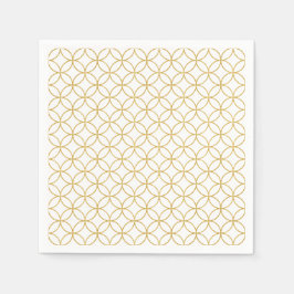 日本の伝統的デザイン2 -SHIPPO – ホワイト&金ゴールド スタンダードカクテルナプキン