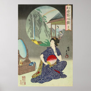 日本の伝統的Woodprint Geisher Poster ポスター