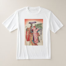 日本の伝統着物生地　美しい藤娘Tシャツ