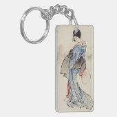 日本の伝統芸術、着物を着た芸者 キーホルダー (正面左)