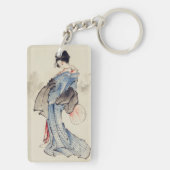 日本の伝統芸術、着物を着た芸者 キーホルダー (裏面)