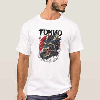 日本の伝説のドラゴンアートデザイン Tシャツ