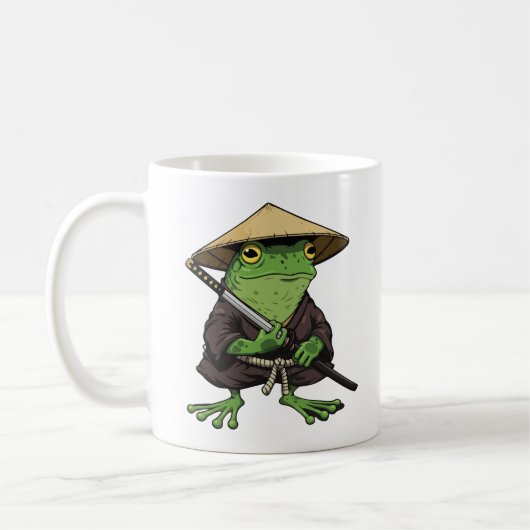 日本の侍カエル コーヒーマグカップ (左)
