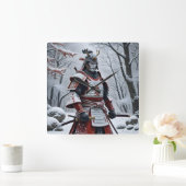 日本の侍 正方形 ウォールクロック (ホーム)