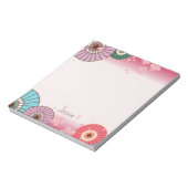 日本の傘とさくらんぼの花パーソナライズされた咲 ノートパッド (回転)