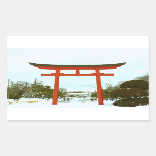 日本の冬のステッカー 長方形シール