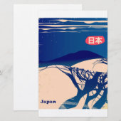 日本の冬の木々 ビンテージ航空ポスター 便箋 (正面/裏面)