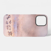 日本の冬の自然。野生動物の風景雪の自然。 iPhoneケース (裏面横)