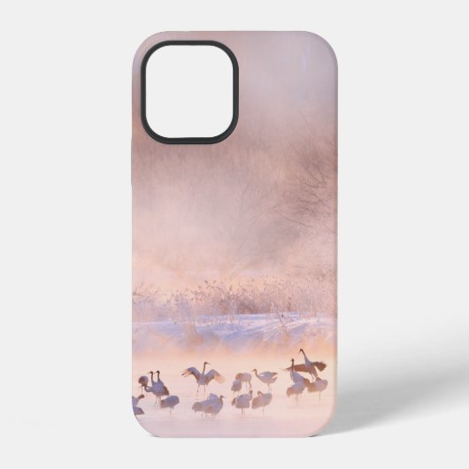 日本の冬の自然。野生動物の風景雪の自然。 iPhoneケース (裏面)