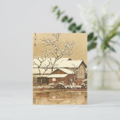 日本の冬の雪景色の加賀 ポストカード (スタンド正面)