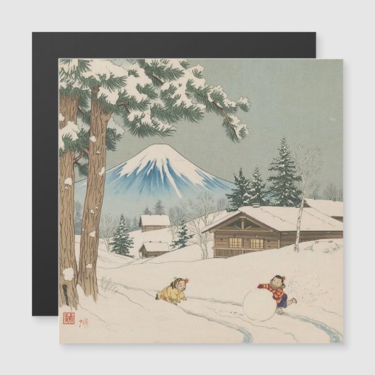 日本の冬の風景 - マグネットカード (正面/裏面)