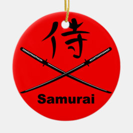 日本の刀とサムライの漢字 セラミックオーナメント