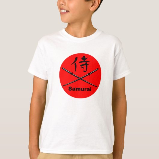 日本の刀とサムライの漢字 Tシャツ (正面)
