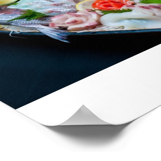 日本の刺身日本の料理 ポスター (角)