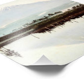 日本の古い湖に映る富士山のヴィンテージ フォトプリント (角)