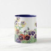 日本の古典的なパンジーの花の浮世絵植物画 マグカップ (中央)