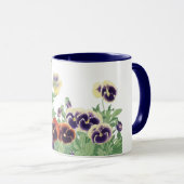 日本の古典的なパンジーの花の浮世絵植物画 マグカップ (正面右)