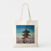 日本の古典的な浮世絵 春の夜の五重塔 トートバッグ (裏面)
