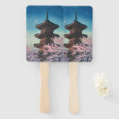 日本の古典的な浮世絵 春の夜の五重塔 ハンドファン (正面&裏面)