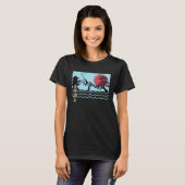 日本の古寺の盆栽・赤い太陽の山のカ Tシャツ (正面フル)