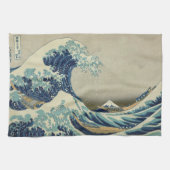 日本の古美術、葛飾北斎による「富嶽三十六景・神奈川沖浪裏」 キッチンタオル (横)