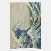 日本の古美術、葛飾北斎による「富嶽三十六景・神奈川沖浪裏」 キッチンタオル (縦)