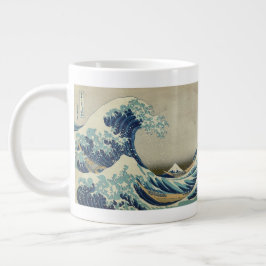 日本の古美術、葛飾北斎による「富嶽三十六景・神奈川沖浪裏」 ジャンボコーヒーマグカップ