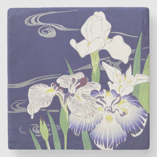 日本の古都を彩る菖蒲の芸術版画 小ぎょウつきおか ストーンコースター (正面)