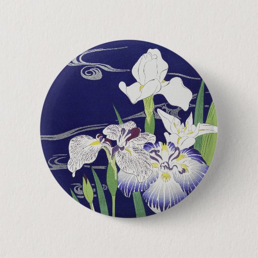 日本の古都を彩る菖蒲の芸術版画 小ぎょウつきおか 缶バッジ (正面)