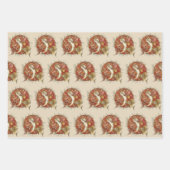 日本の古風なトビウオと竹の葉のアート ラッピングペーパーシート (正面)