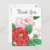 日本の可愛らしいクールなレトロな花柄の女の子 ポストカード (正面/裏面)