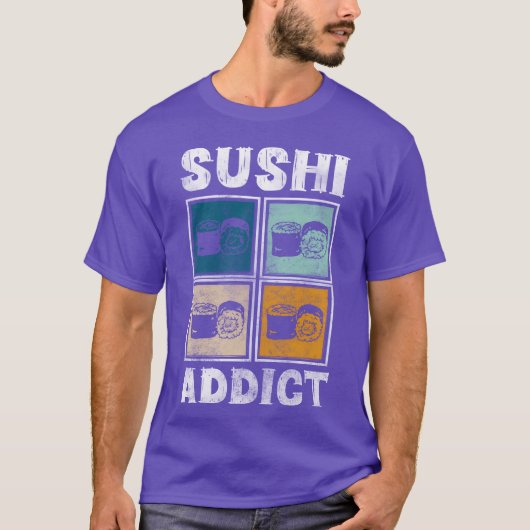 日本の回転寿司食べ物 海苔友達 Tシャツ (正面)