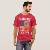 日本の回転寿司食べ物 海苔 フレンド Tシャツ (正面フル)