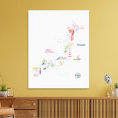 日本の図解入りの、写真付きの地図 キャンバスプリント (インサイチュ (リビング))