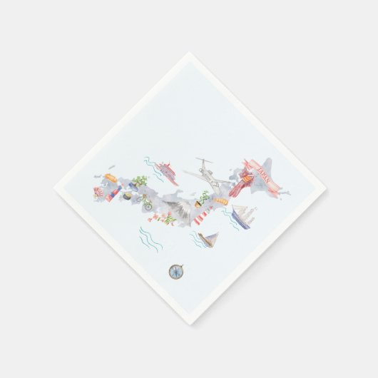 日本の図解入りの、写真付きの地図 スタンダードカクテルナプキン (角)