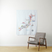 日本の図解入りの、写真付きの地図 タペストリー (インサイチュ)