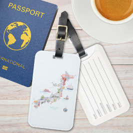 日本の図解入りの、写真付きの地図 ラゲッジタグ