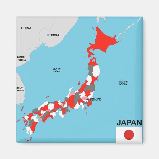 日本の国政地図国旗 マグネット (正面)