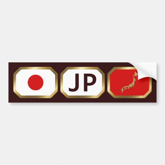 日本の国旗地図コードステッカー バンパーステッカー (正面)