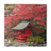 日本の園神社と紅葉 タイル (正面)