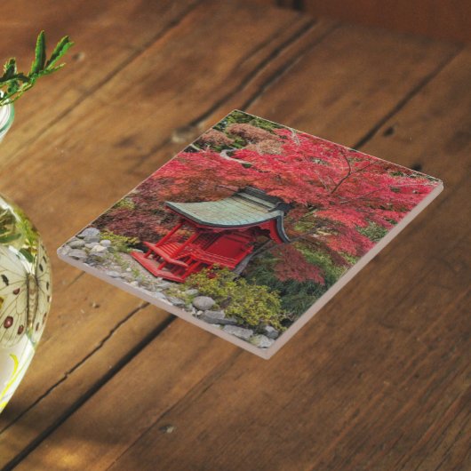 日本の園神社と紅葉 タイル