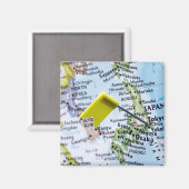 日本の地図に載せた地図のピンをクローズアップ マグネット (正面/裏面)