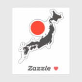 日本の地図の輪郭（赤） シール (シート)