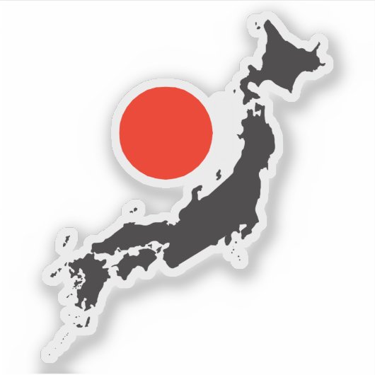 日本の地図の輪郭（赤） シール (正面)