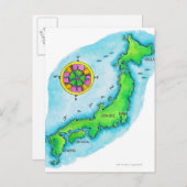 日本の地図 ポストカード (正面/裏面)