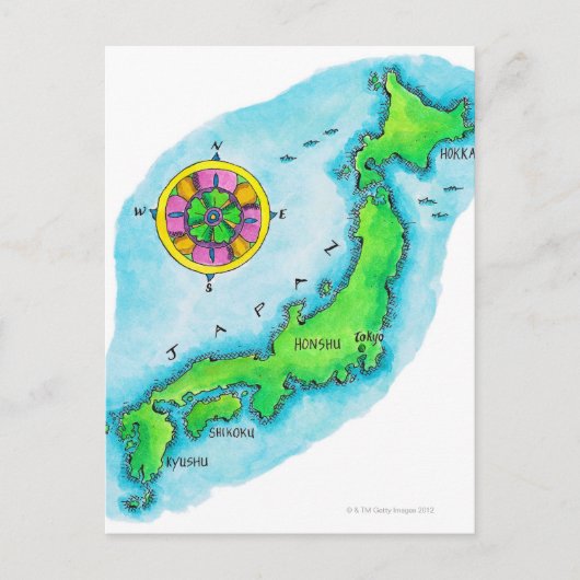 日本の地図 ポストカード (正面)