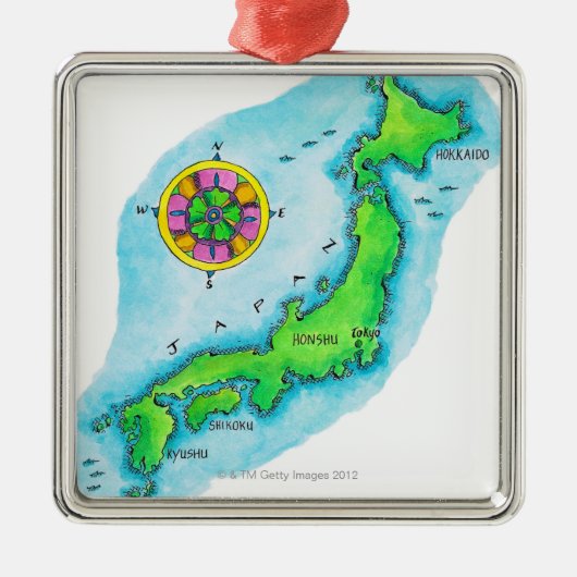 日本の地図 メタルオーナメント (正面)