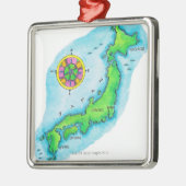 日本の地図 メタルオーナメント (左)