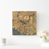 日本の地図：東京/江戸 スクエア壁時計 (ホーム)